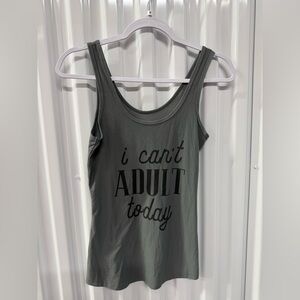 Casual Gray Tank Top with Black Print